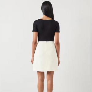 L.K. Bennett Charlie White Tweed Recycled Cotton Trim Skirt